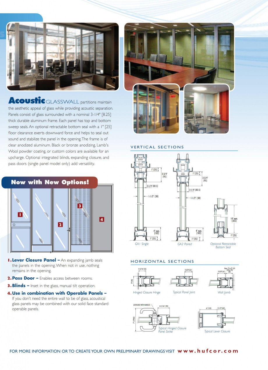 Pagina 4-Pereti amovibili din sticla HUFCOR Catalog, brosura Engleza presentative for details.

Glasswall...