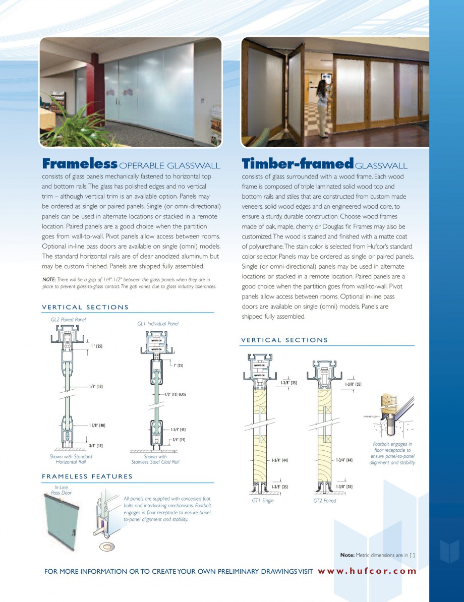 Pagina 5-Pereti amovibili din sticla HUFCOR Catalog, brosura Engleza signing glass panels into your facility
...