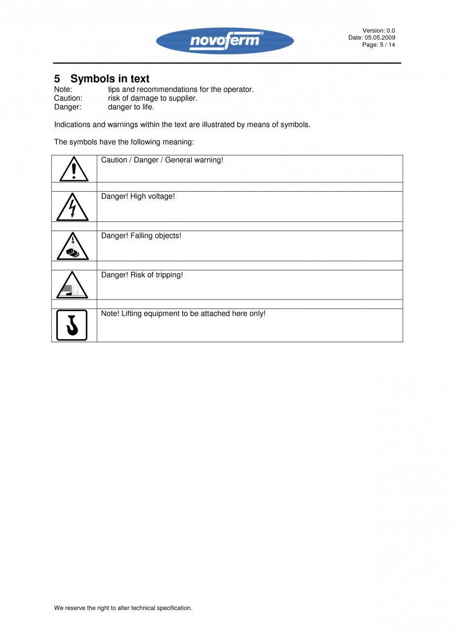 Pagina 5-Rampe de incarcare, descarcare - Manual de operare NOVOFERM NovoDock L300 Instructiuni montaj,...