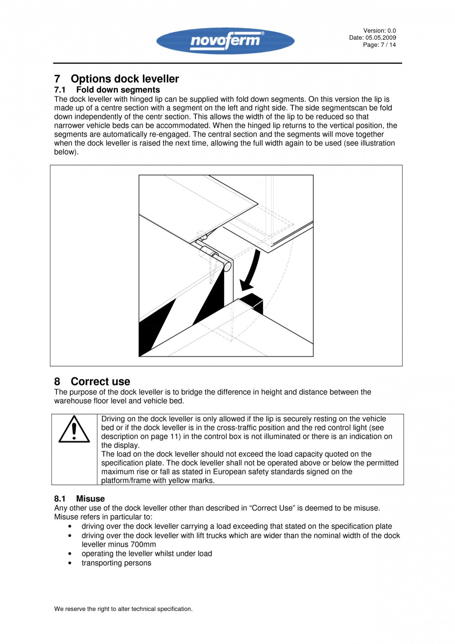 Pagina 7 - Rampe de incarcare, descarcare - Manual de operare NOVOFERM NovoDock L300 Instructiuni...