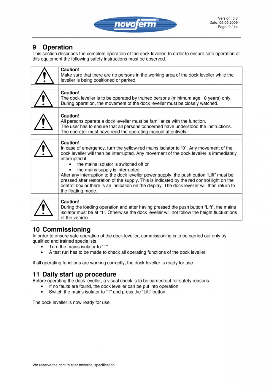 Pagina 9-Rampe de incarcare, descarcare - Manual de operare NOVOFERM NovoDock L300 Instructiuni montaj,...