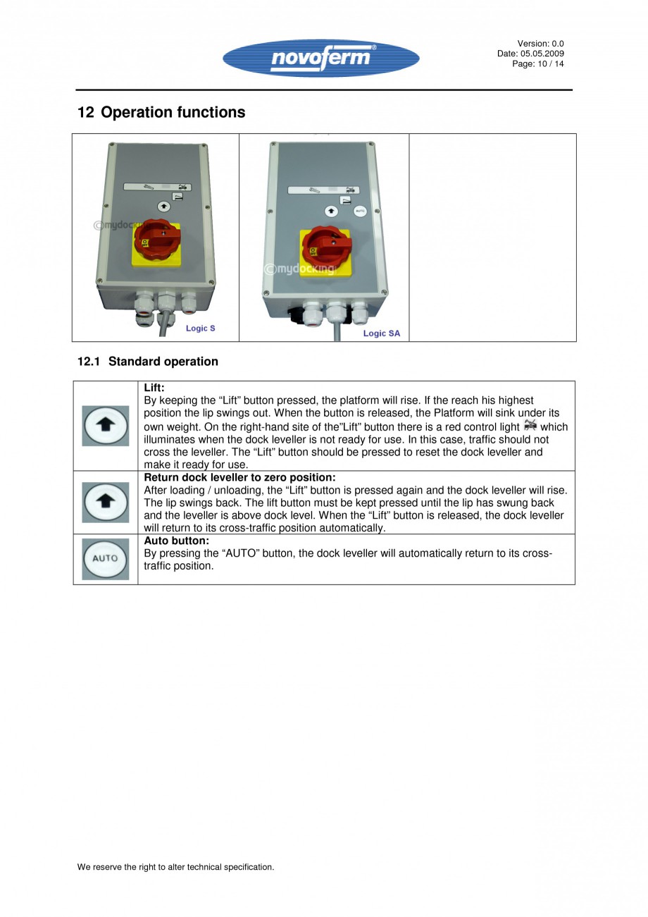Pagina 10-Rampe de incarcare, descarcare - Manual de operare NOVOFERM NovoDock L300 Instructiuni montaj,...