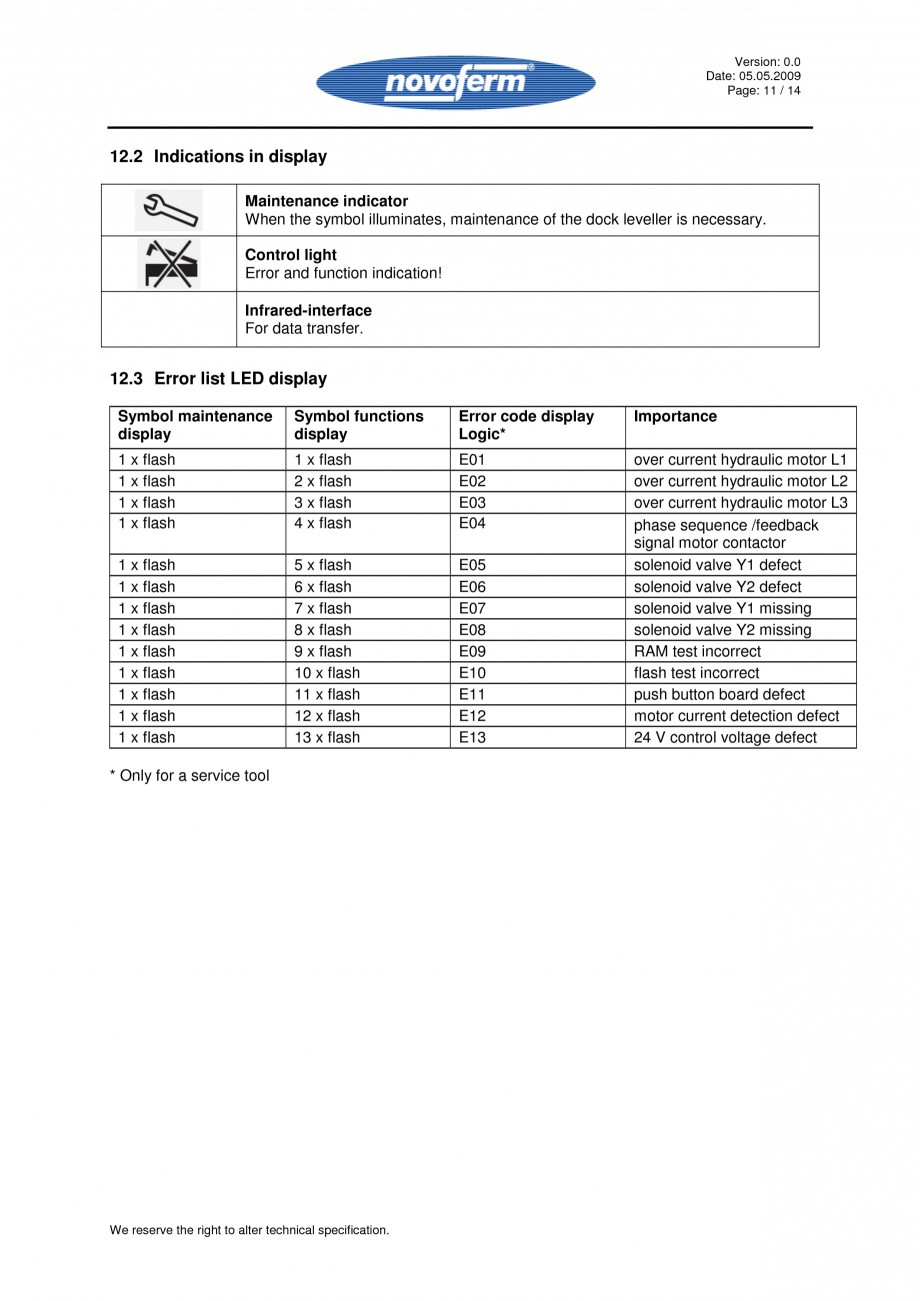 Pagina 11 - Rampe de incarcare, descarcare - Manual de operare NOVOFERM NovoDock L300 Instructiuni...