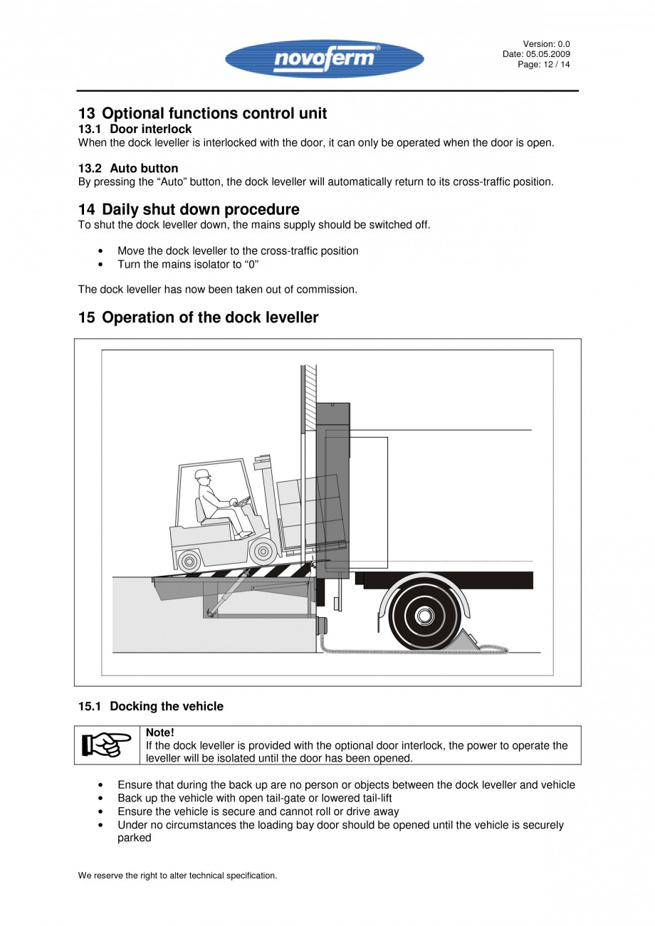 Pagina 12-Rampe de incarcare, descarcare - Manual de operare NOVOFERM NovoDock L300 Instructiuni montaj,...