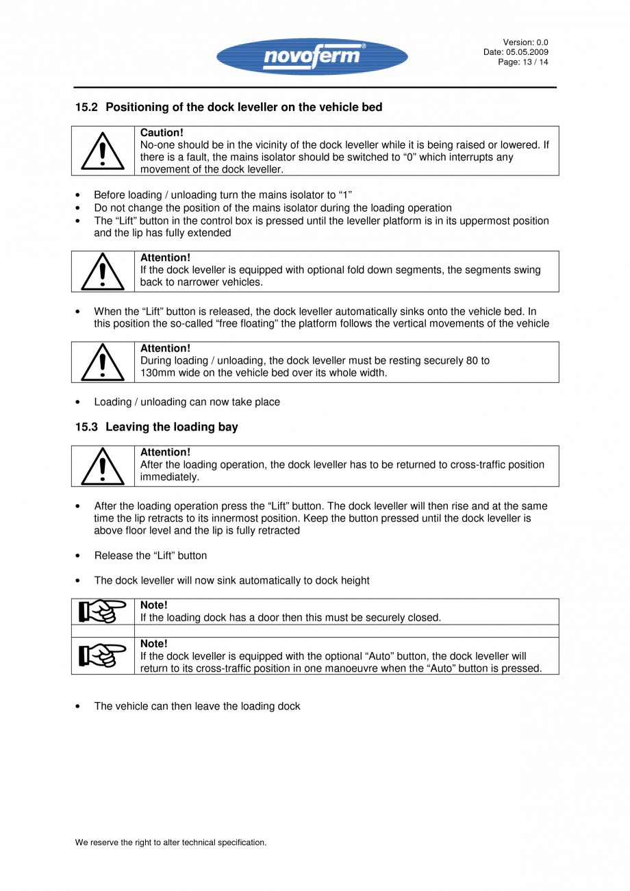 Pagina 13-Rampe de incarcare, descarcare - Manual de operare NOVOFERM NovoDock L300 Instructiuni montaj,...
