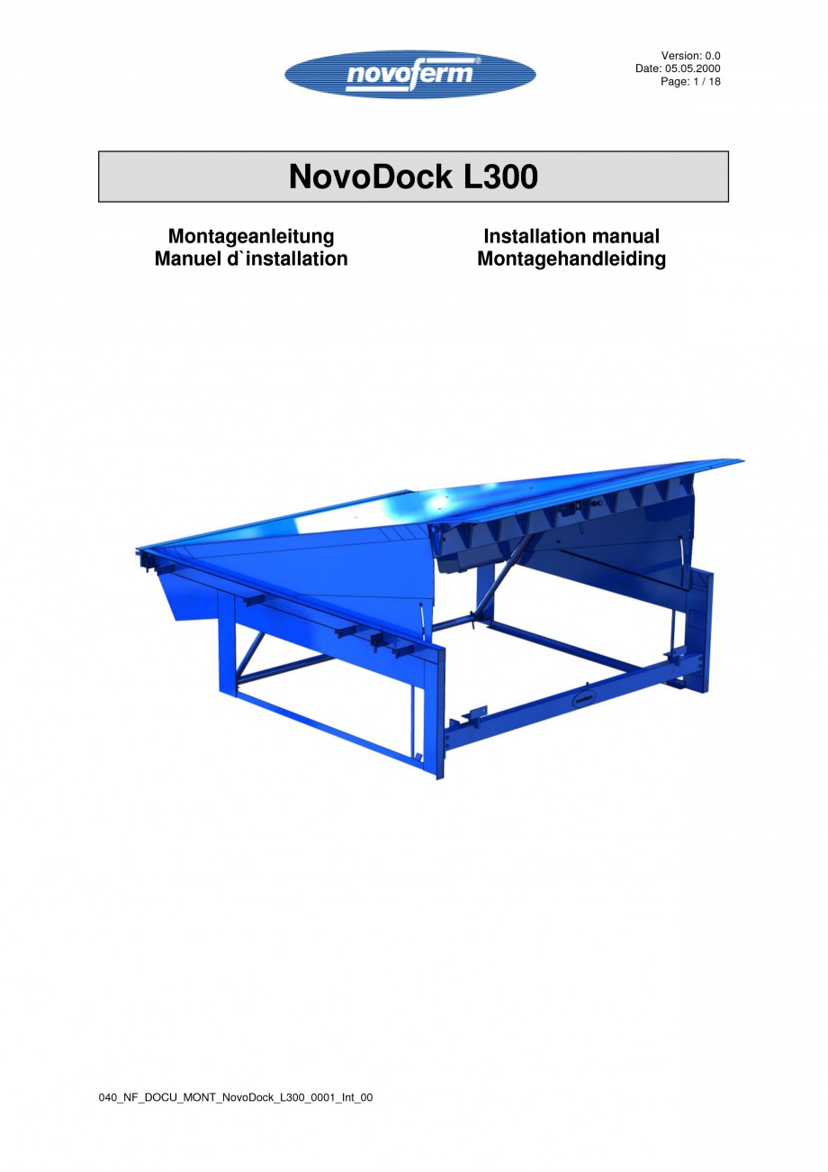 Pagina 1-Rampe de incarcare, descarcare  NOVOFERM NovoDock L300 Instructiuni montaj, utilizare Engleza,...