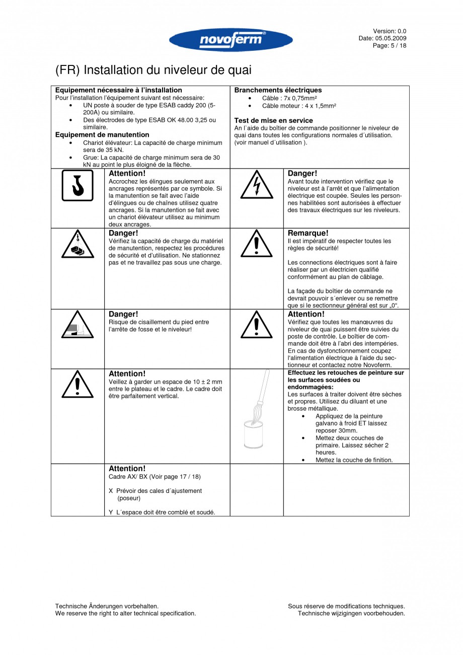 Pagina 5-Rampe de incarcare, descarcare  NOVOFERM NovoDock L300 Instructiuni montaj, utilizare Engleza,...