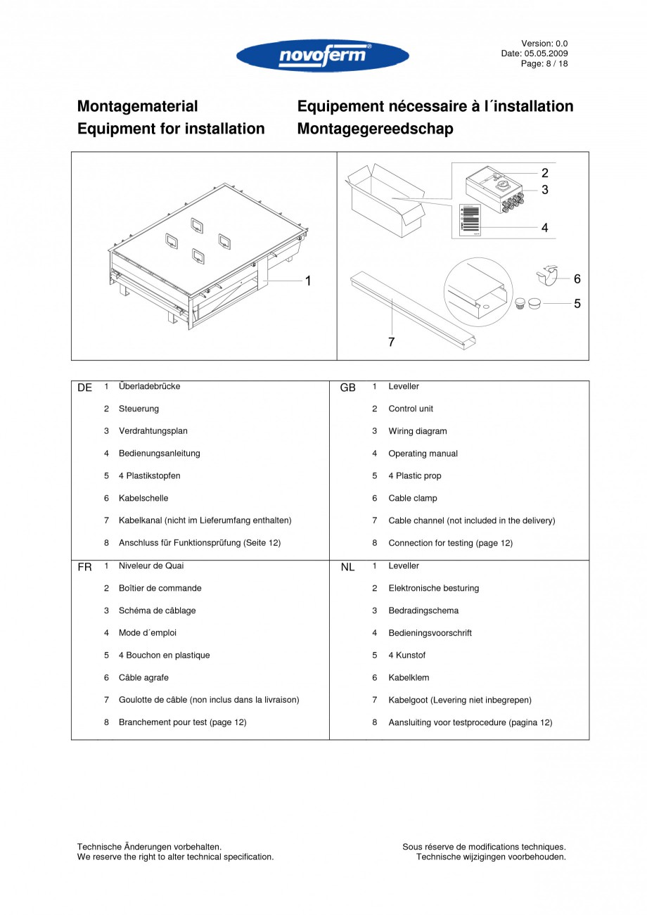 Pagina 8-Rampe de incarcare, descarcare  NOVOFERM NovoDock L300 Instructiuni montaj, utilizare Engleza,...