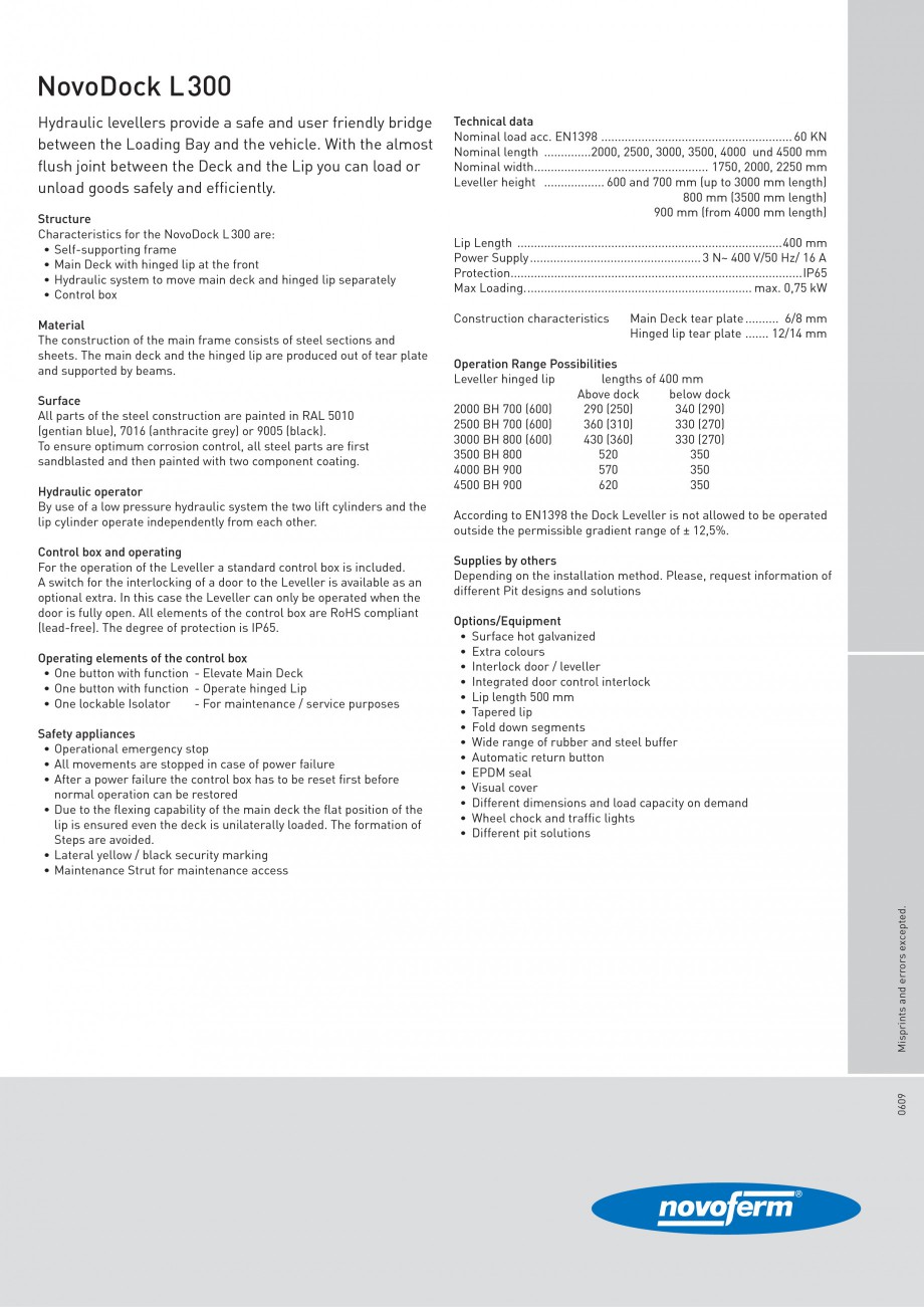 Pagina 2-Rampe de incarcare, descarcare NOVOFERM NovoDock L300 Fisa tehnica Engleza ck). To ensure optimum...