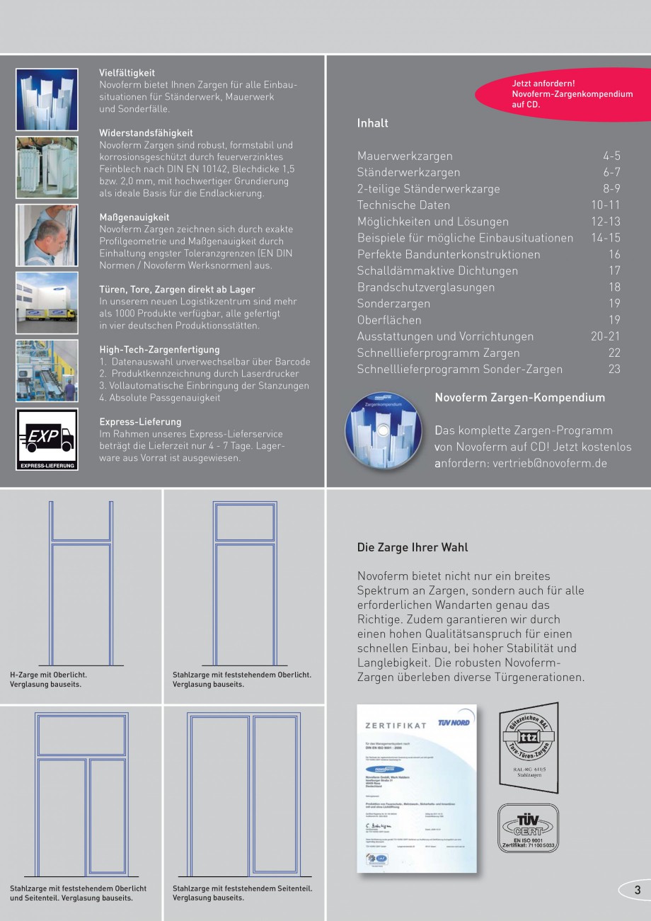 Pagina 3-Caracteristicile tehnice pentru usile rezistente la foc NOVOFERM Fisa tehnica Germana en...