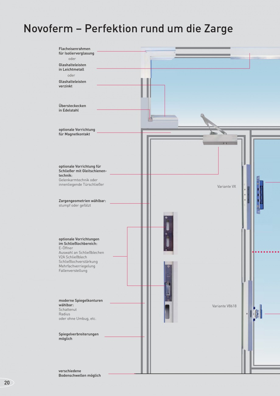 Pagina 20-Caracteristicile tehnice pentru usile rezistente la foc NOVOFERM Fisa tehnica Germana n Eine Zarge...
