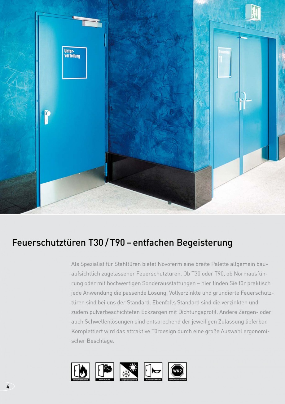 Pagina 4-Usi rezistente la foc NOVOFERM T30, T90, MZ Fisa tehnica Germana Feuerschutztüren sind bei uns der ...