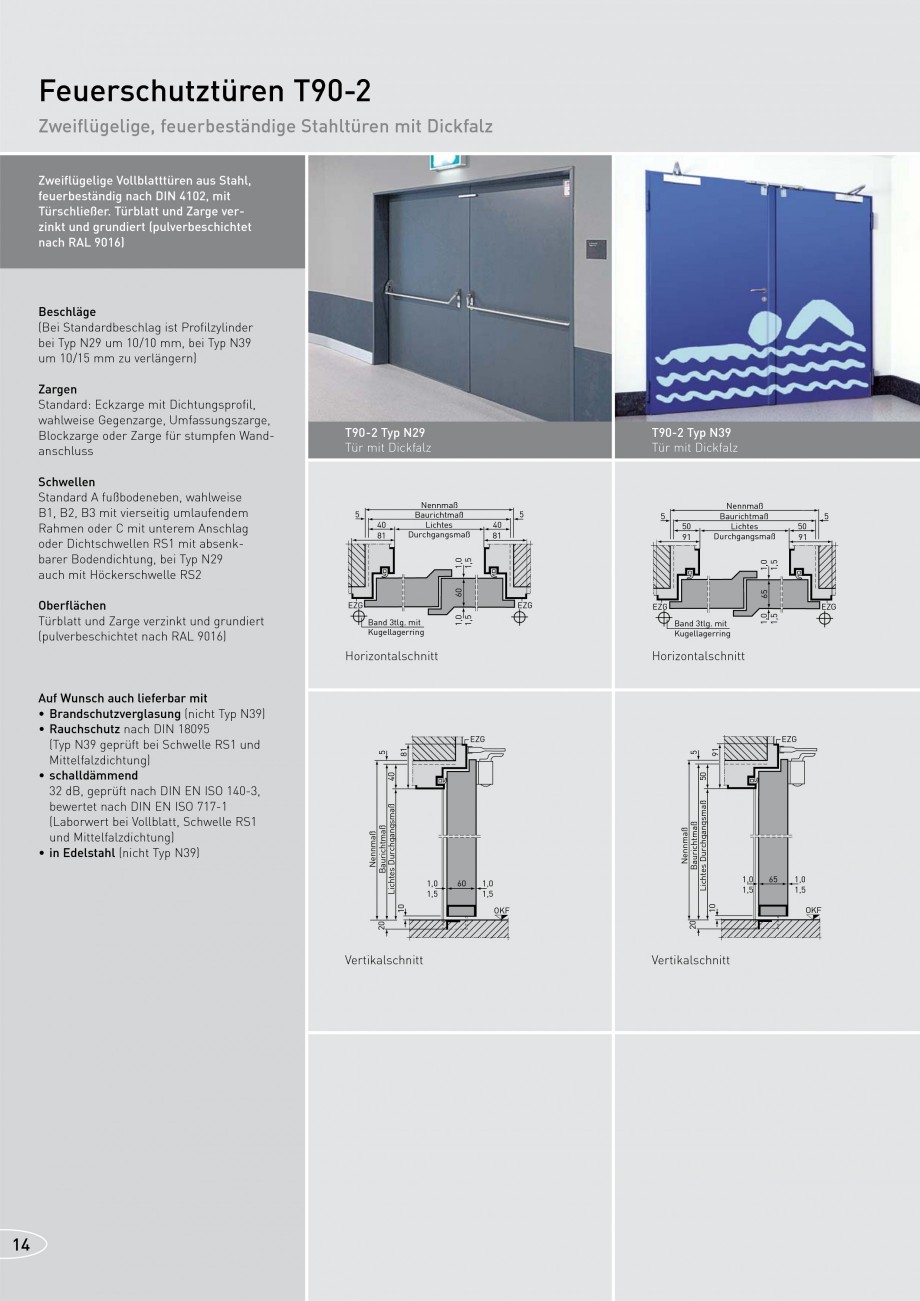 Pagina 14-Usi rezistente la foc NOVOFERM T30, T90, MZ Fisa tehnica Germana 

Alle Maße in mm, BR =...