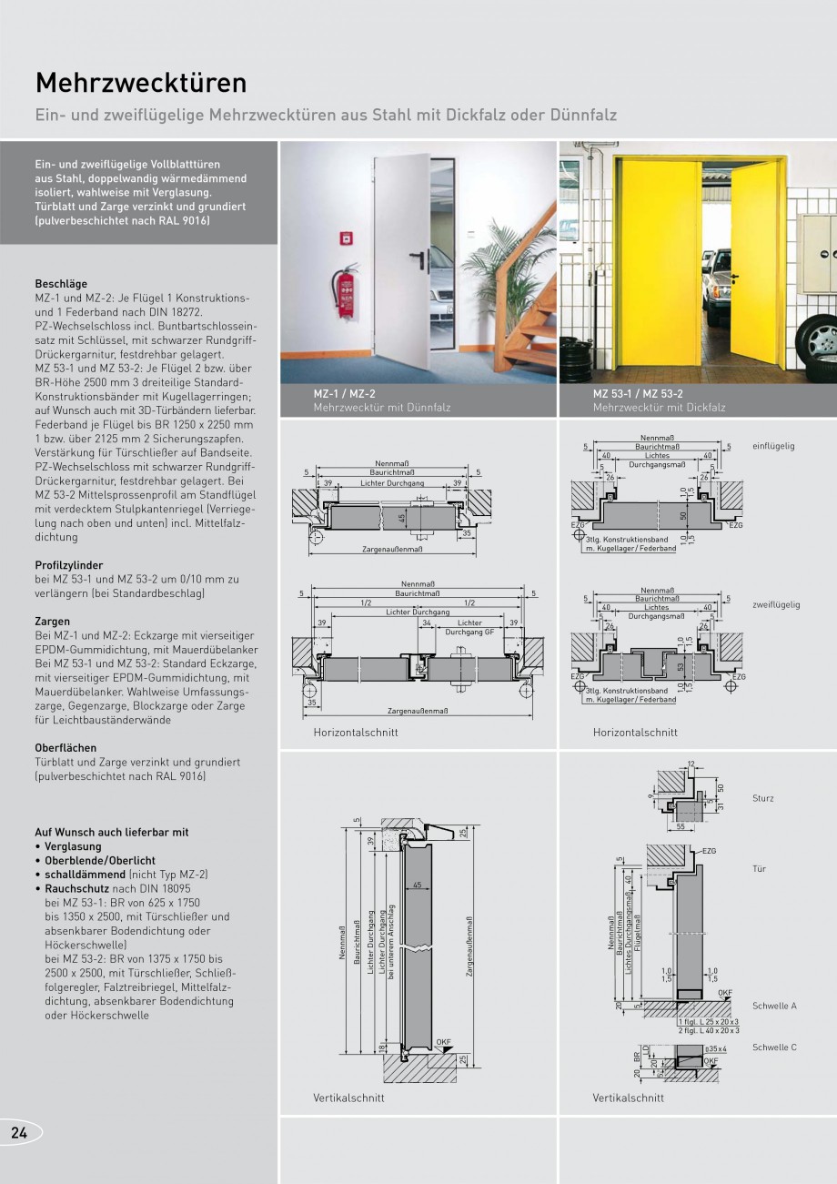 Pagina 24-Usi rezistente la foc NOVOFERM T30, T90, MZ Fisa tehnica Germana d 3tlg. mit Kugellagerring 1,0 1,5
...