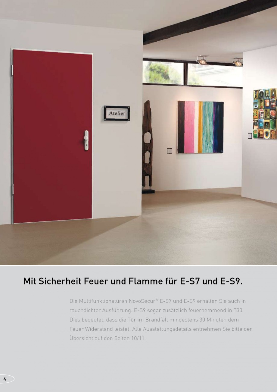 Pagina 4-Usi rezistente la foc NOVOFERM E-S9 , E-S8 , E-S10, E-S5, E-S4 , E-S6 , E-S7  Fisa tehnica Germana...