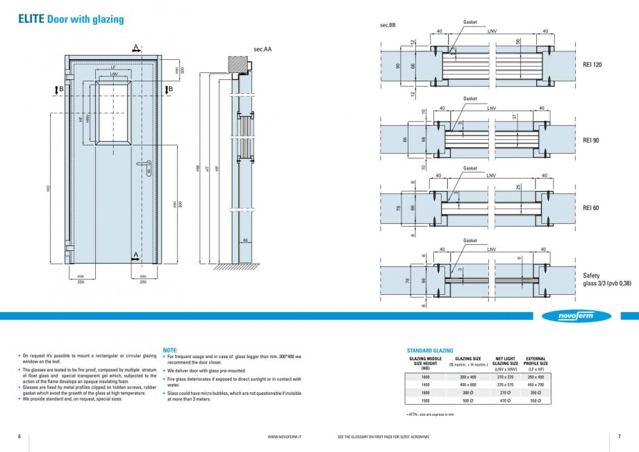 Pagina 4-Usi rezistente la foc NOVOFERM Elite , Scudo, Novoglass, Magnum , Stahlglass Fisa tehnica Engleza 
