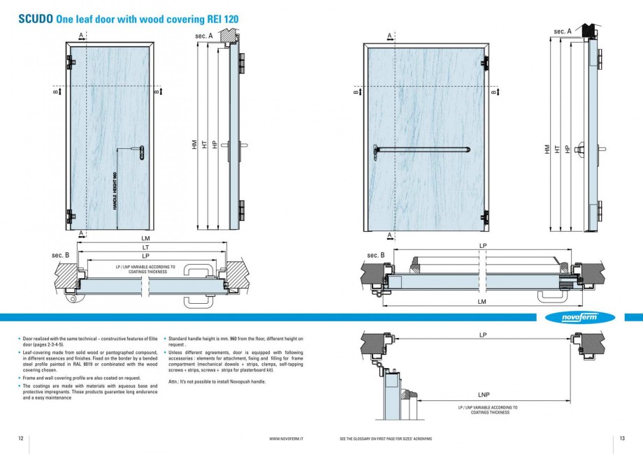 Pagina 7-Usi rezistente la foc NOVOFERM Elite , Scudo, Novoglass, Magnum , Stahlglass Fisa tehnica Engleza 
