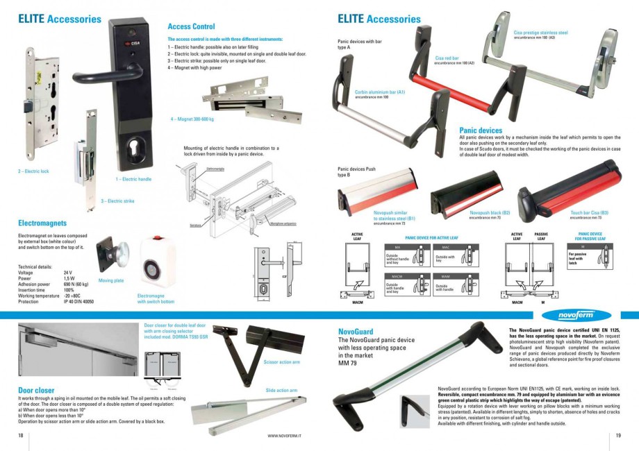 Pagina 10-Usi rezistente la foc NOVOFERM Elite , Scudo, Novoglass, Magnum , Stahlglass Fisa tehnica Engleza 