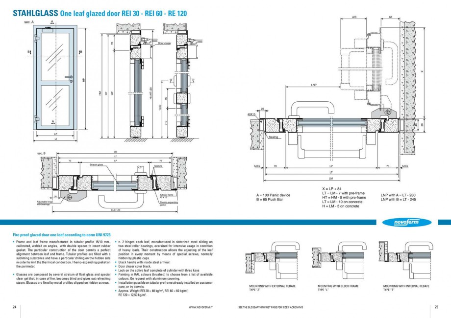 Pagina 13-Usi rezistente la foc NOVOFERM Elite , Scudo, Novoglass, Magnum , Stahlglass Fisa tehnica Engleza 