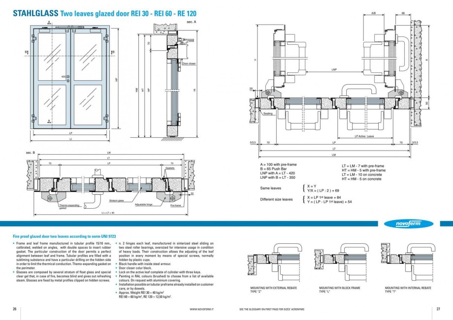 Pagina 14-Usi rezistente la foc NOVOFERM Elite , Scudo, Novoglass, Magnum , Stahlglass Fisa tehnica Engleza 