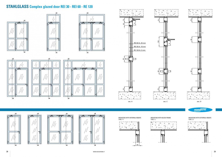 Pagina 15-Usi rezistente la foc NOVOFERM Elite , Scudo, Novoglass, Magnum , Stahlglass Fisa tehnica Engleza 