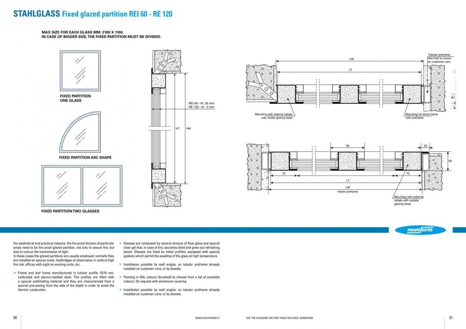 Pagina 16-Usi rezistente la foc NOVOFERM Elite , Scudo, Novoglass, Magnum , Stahlglass Fisa tehnica Engleza 