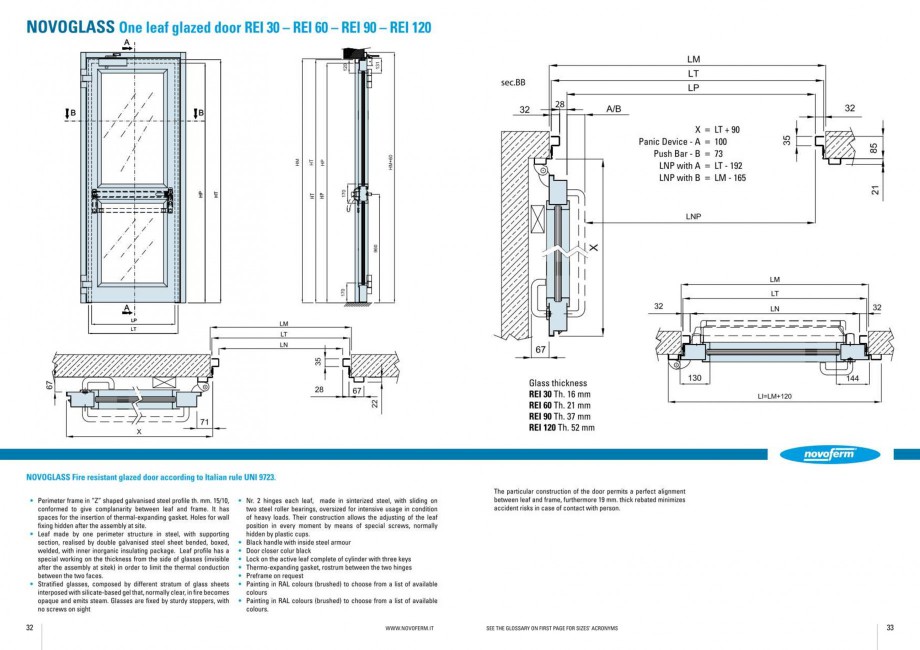Pagina 17-Usi rezistente la foc NOVOFERM Elite , Scudo, Novoglass, Magnum , Stahlglass Fisa tehnica Engleza 