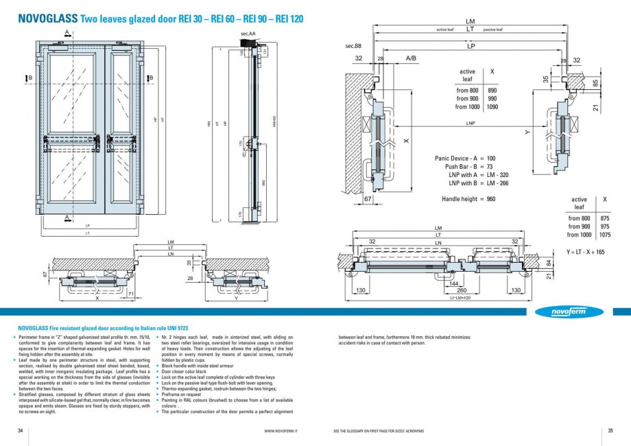 Pagina 18-Usi rezistente la foc NOVOFERM Elite , Scudo, Novoglass, Magnum , Stahlglass Fisa tehnica Engleza 