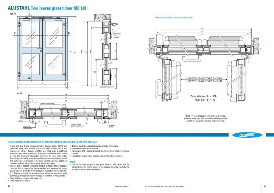 Pagina 21-Usi rezistente la foc NOVOFERM Elite , Scudo, Novoglass, Magnum , Stahlglass Fisa tehnica Engleza 