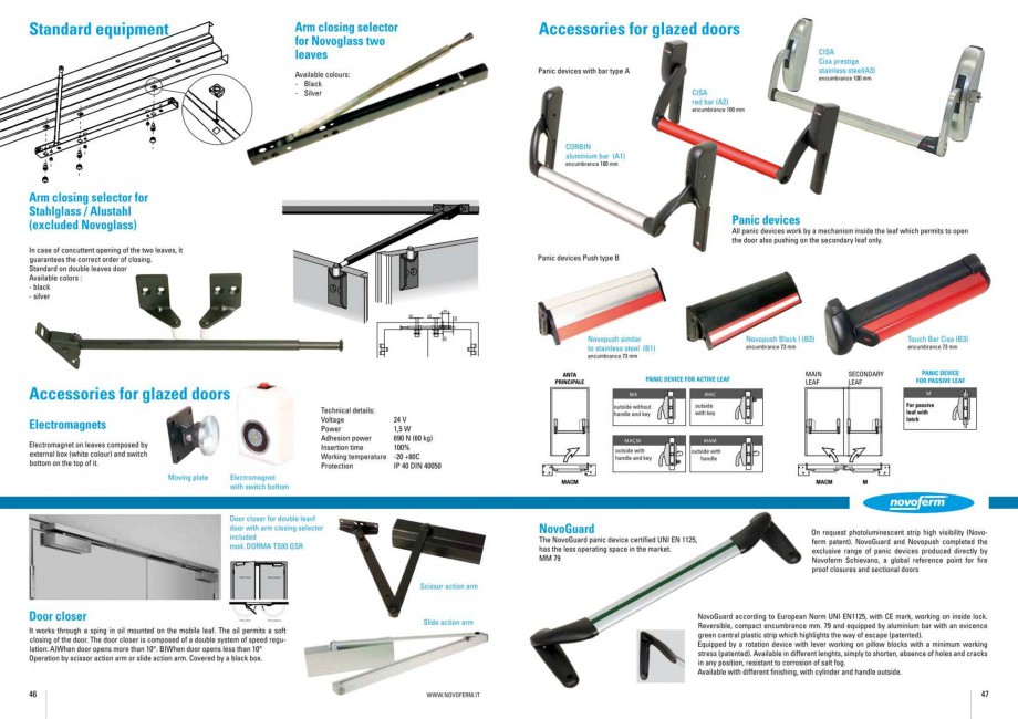 Pagina 24-Usi rezistente la foc NOVOFERM Elite , Scudo, Novoglass, Magnum , Stahlglass Fisa tehnica Engleza 