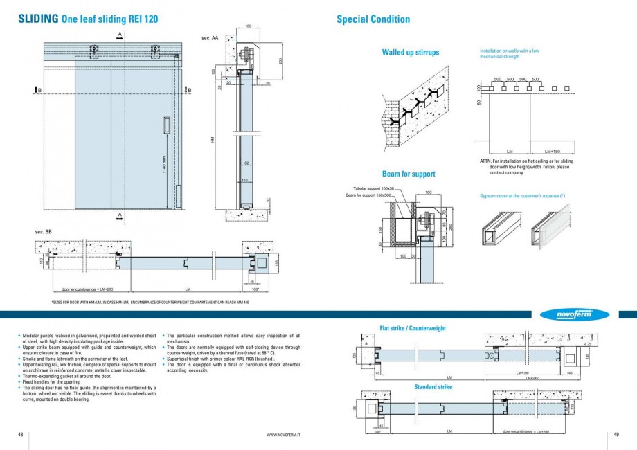 Pagina 25-Usi rezistente la foc NOVOFERM Elite , Scudo, Novoglass, Magnum , Stahlglass Fisa tehnica Engleza 