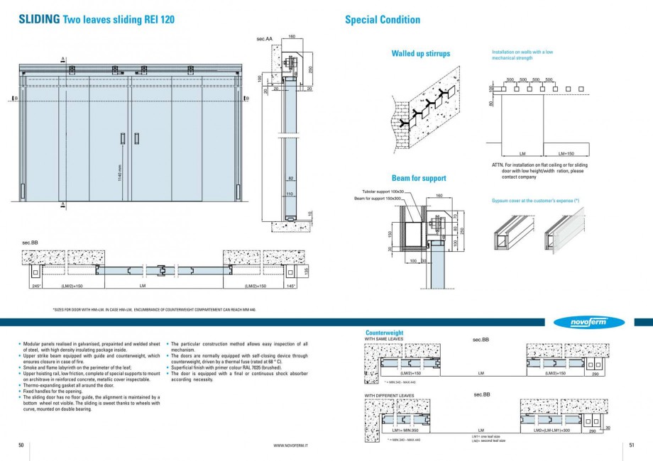 Pagina 26-Usi rezistente la foc NOVOFERM Elite , Scudo, Novoglass, Magnum , Stahlglass Fisa tehnica Engleza 