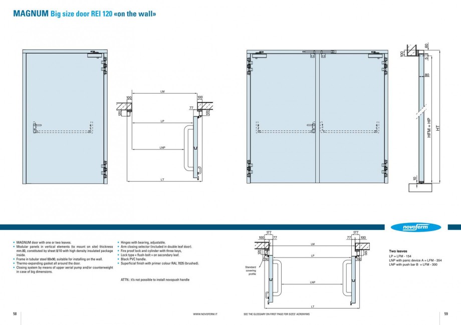 Pagina 30-Usi rezistente la foc NOVOFERM Elite , Scudo, Novoglass, Magnum , Stahlglass Fisa tehnica Engleza 
