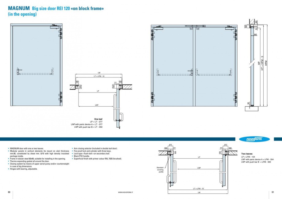 Pagina 31-Usi rezistente la foc NOVOFERM Elite , Scudo, Novoglass, Magnum , Stahlglass Fisa tehnica Engleza 