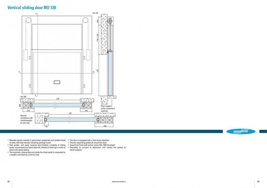Pagina 32-Usi rezistente la foc NOVOFERM Elite , Scudo, Novoglass, Magnum , Stahlglass Fisa tehnica Engleza 