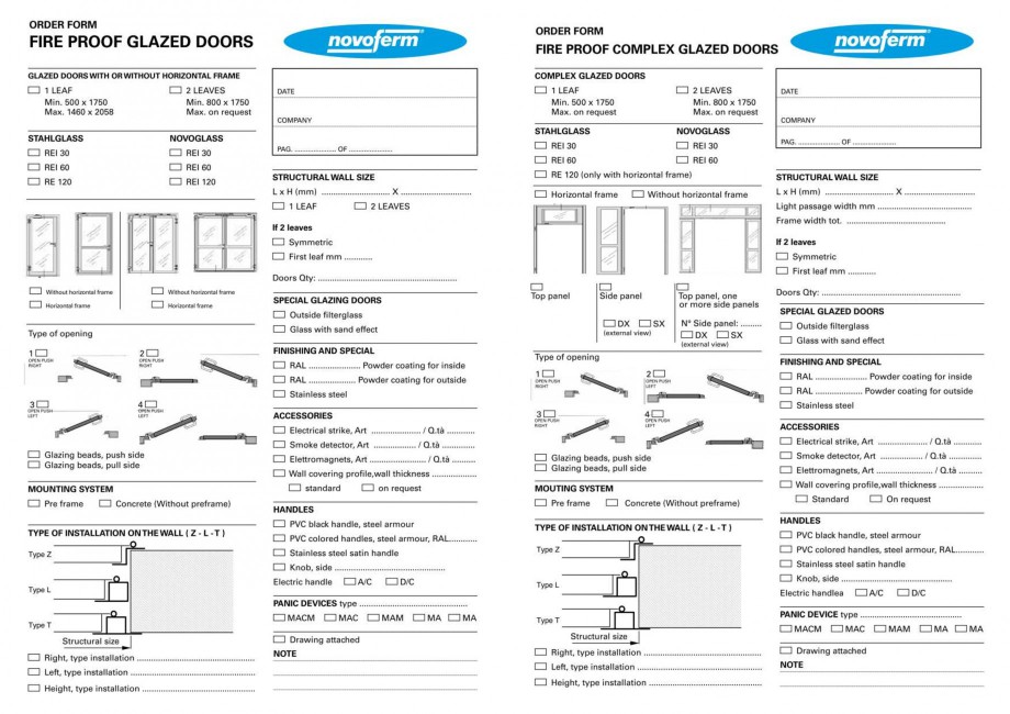 Pagina 34-Usi rezistente la foc NOVOFERM Elite , Scudo, Novoglass, Magnum , Stahlglass Fisa tehnica Engleza 