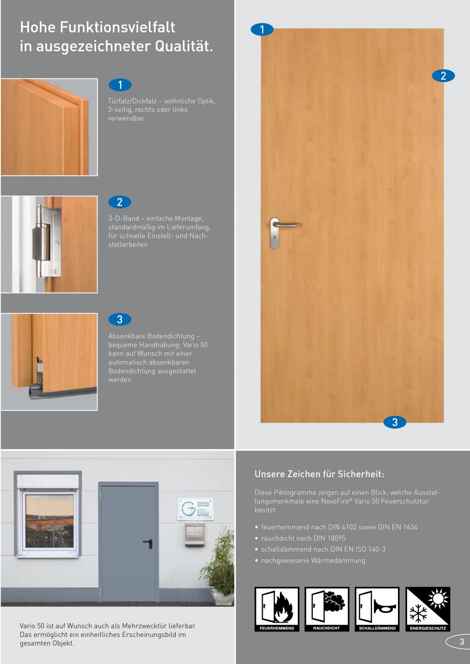 Pagina 3-Usi rezistente la foc NOVOFERM NovoFire Fisa tehnica Germana anten bei 50 mm Zargenspiegel...