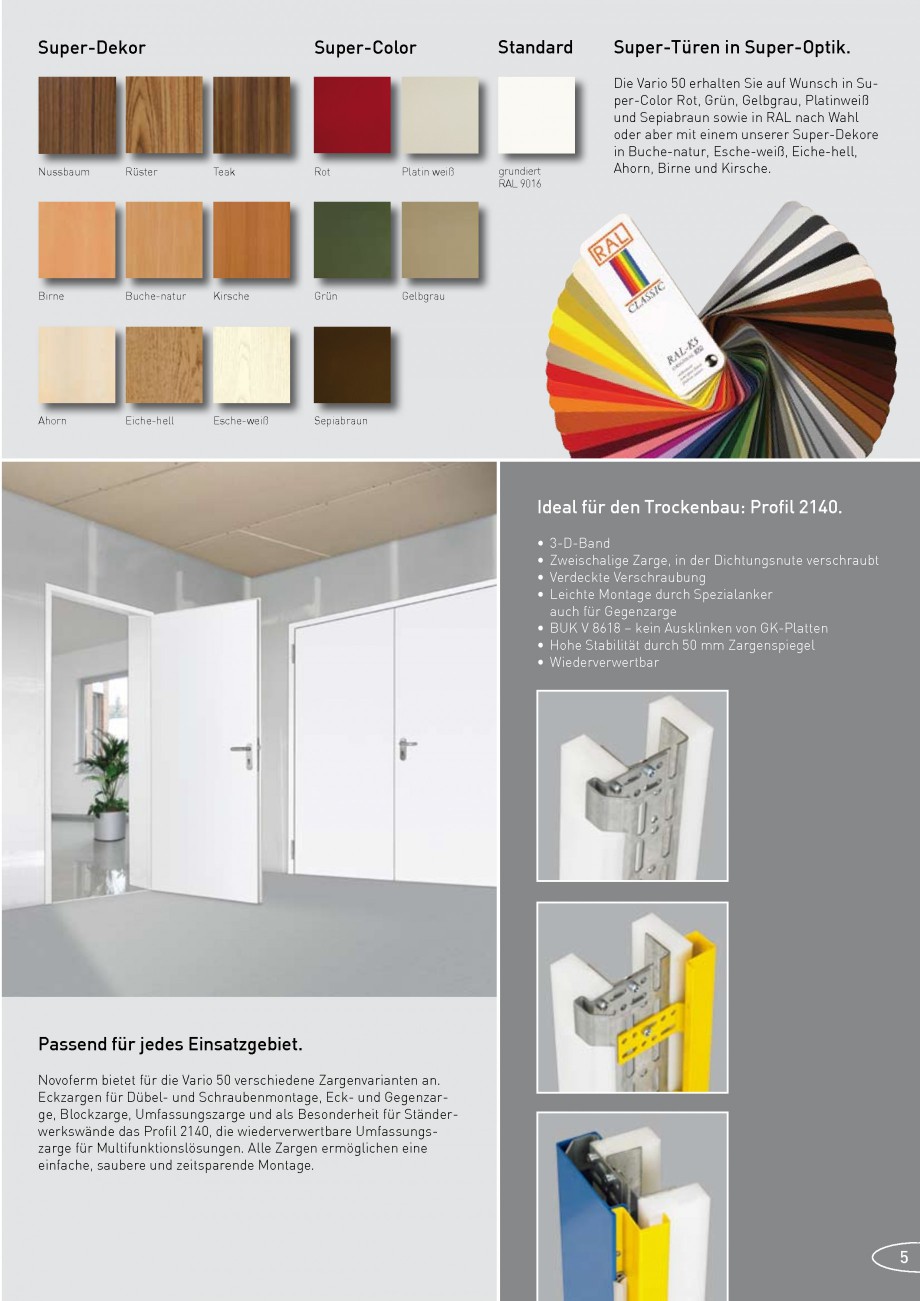 Pagina 5-Usi rezistente la foc NOVOFERM NovoFire Fisa tehnica Germana elemente 3-seitig gefälzt
5 300 200 37...