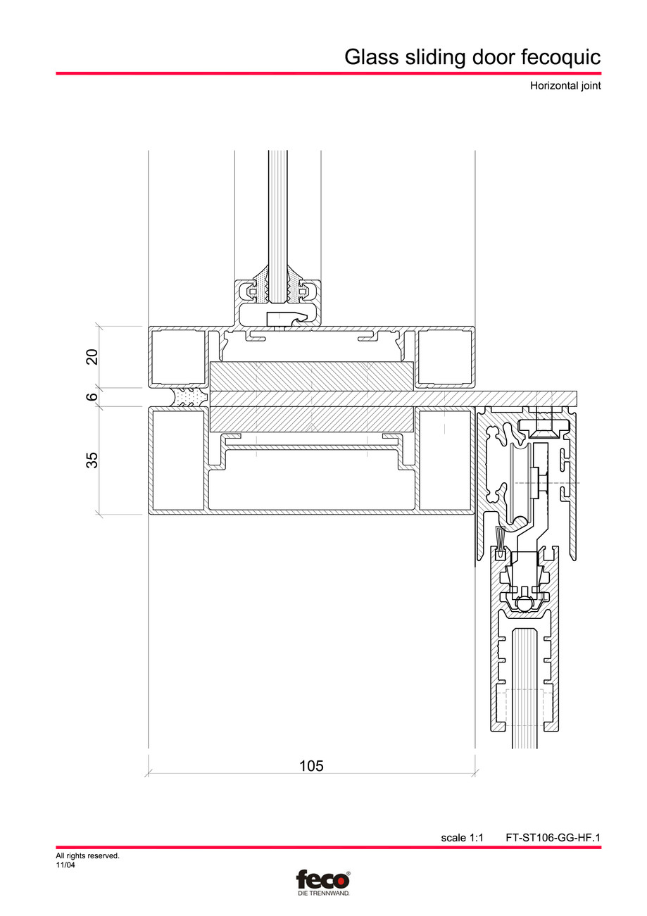 Pagina 2-CAD-PDF Usa de sticla glisanta FECO Detaliu de montaj FecoFix, FecoPur, FecoCent, FecoLux,...
