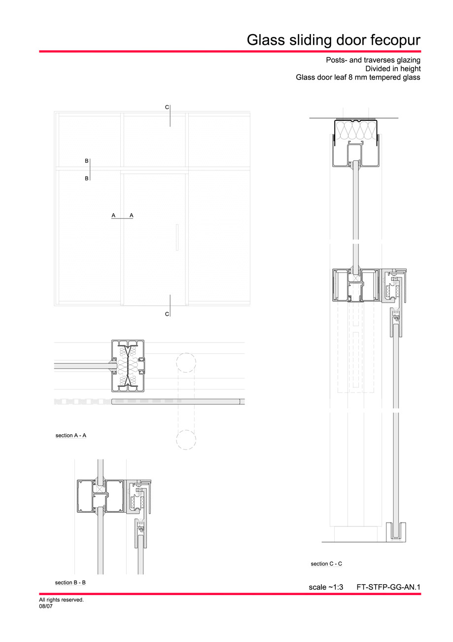 Pagina 4-CAD-PDF Usa de sticla glisanta FECO Detaliu de montaj FecoFix, FecoPur, FecoCent, FecoLux,...