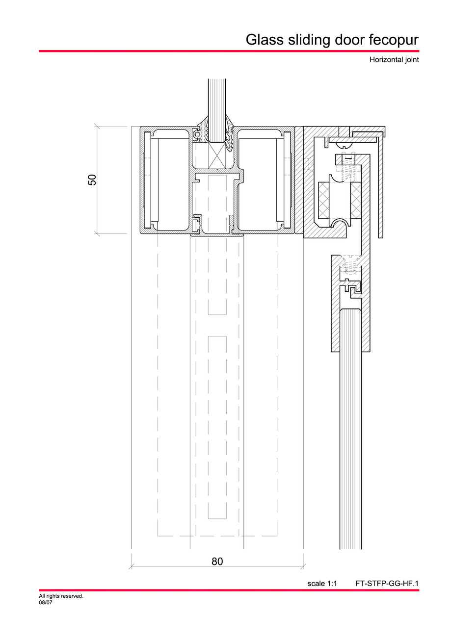 Pagina 5-CAD-PDF Usa de sticla glisanta FECO Detaliu de montaj FecoFix, FecoPur, FecoCent, FecoLux,...