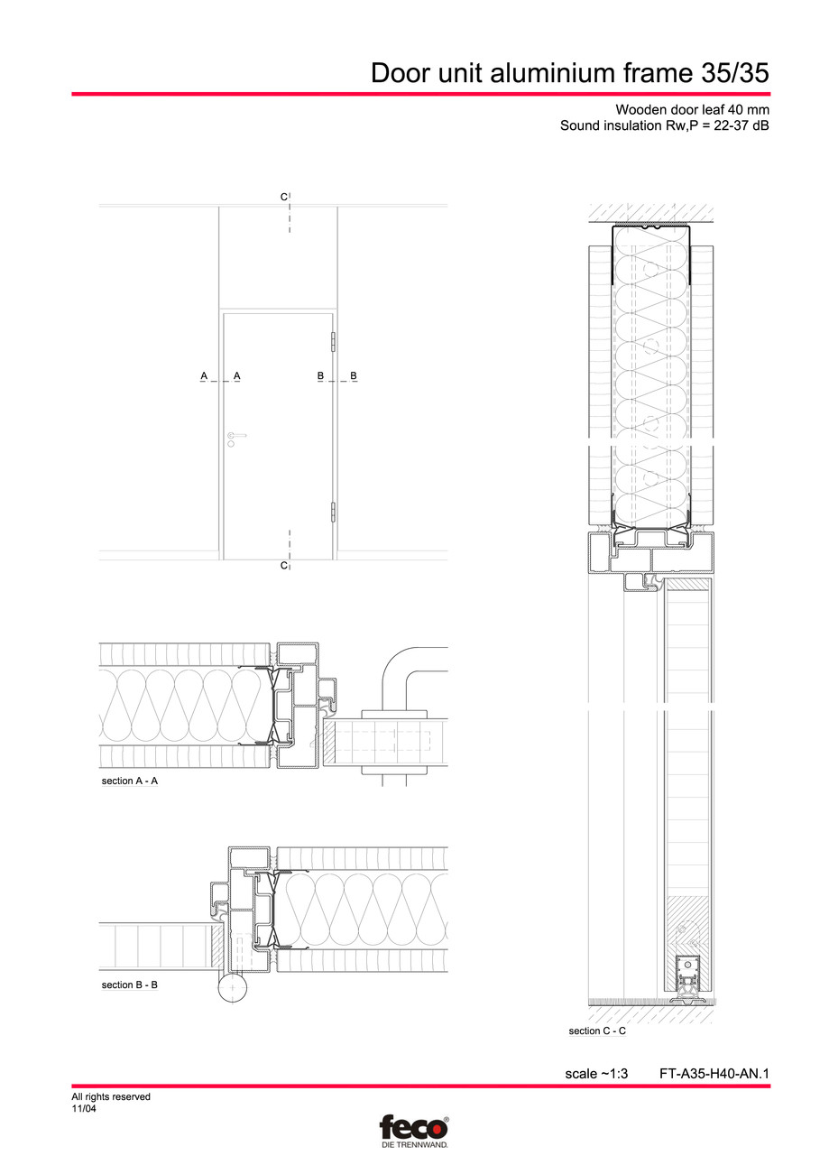 Pagina 1-CAD-PDF Profile usi din aluminiu FECO Detaliu de montaj 