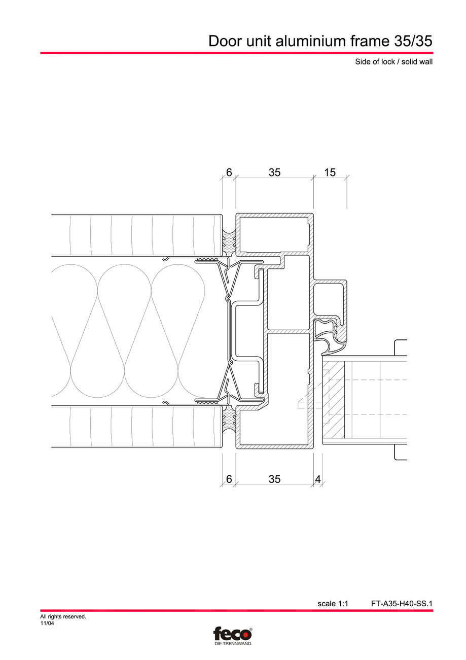 Pagina 2-CAD-PDF Profile usi din aluminiu FECO Detaliu de montaj 