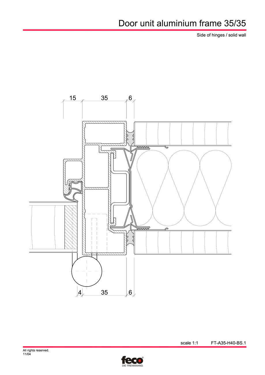 Pagina 3-CAD-PDF Profile usi din aluminiu FECO Detaliu de montaj 