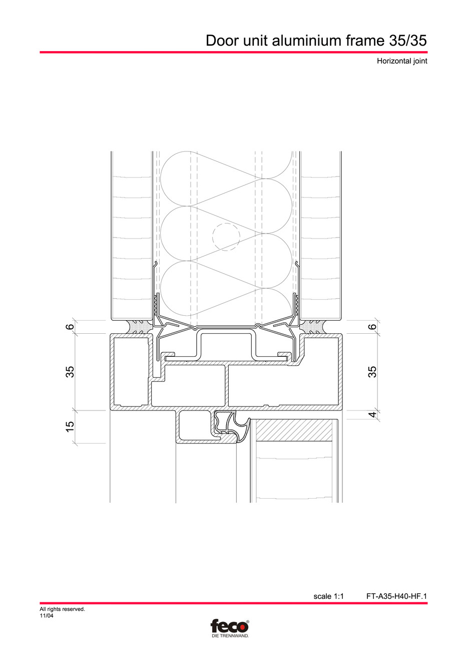 Pagina 5-CAD-PDF Profile usi din aluminiu FECO Detaliu de montaj 
