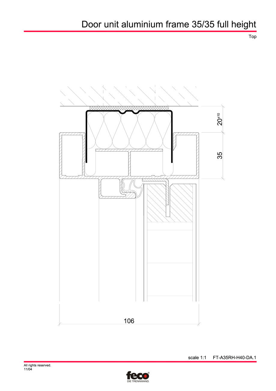 Pagina 4-CAD-PDF Profile usi din aluminiu (pana la planseu) FECO Detaliu de montaj 