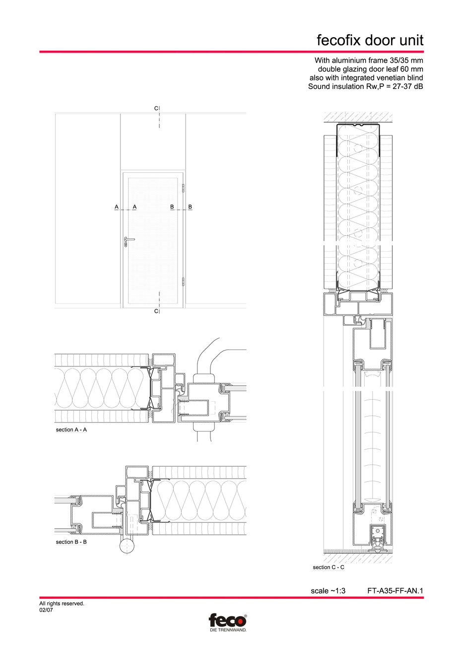Pagina 1-CAD-PDF Usa din aluminiu cu dublu vitraj FECO Detaliu de montaj FecoFix 