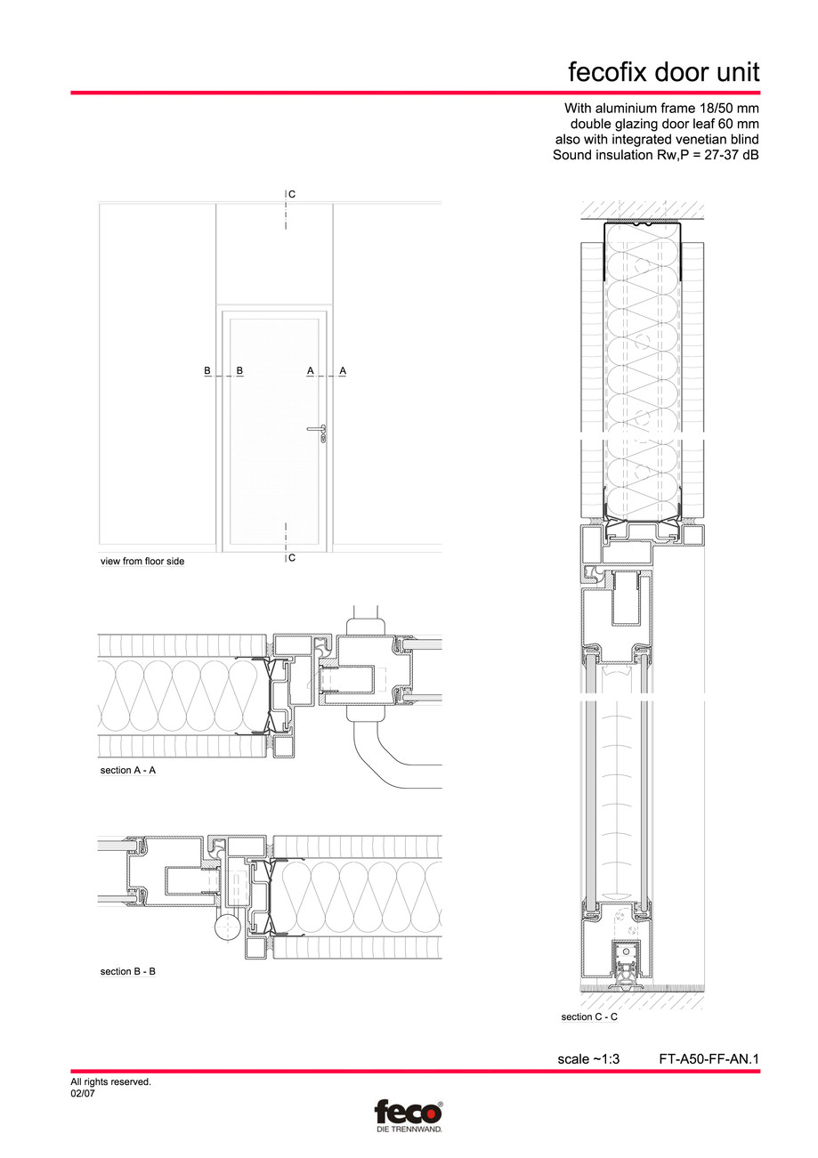 Pagina 2-CAD-PDF Usa din aluminiu cu dublu vitraj FECO Detaliu de montaj FecoFix 