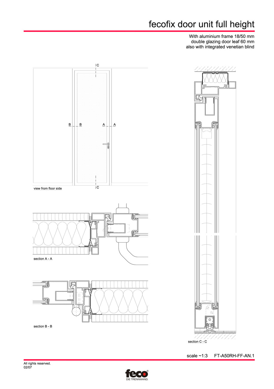 Pagina 1-CAD-PDF Usa din aluminiu cu dublu vitraj (pana la planseu) FECO Detaliu de montaj FecoFix 