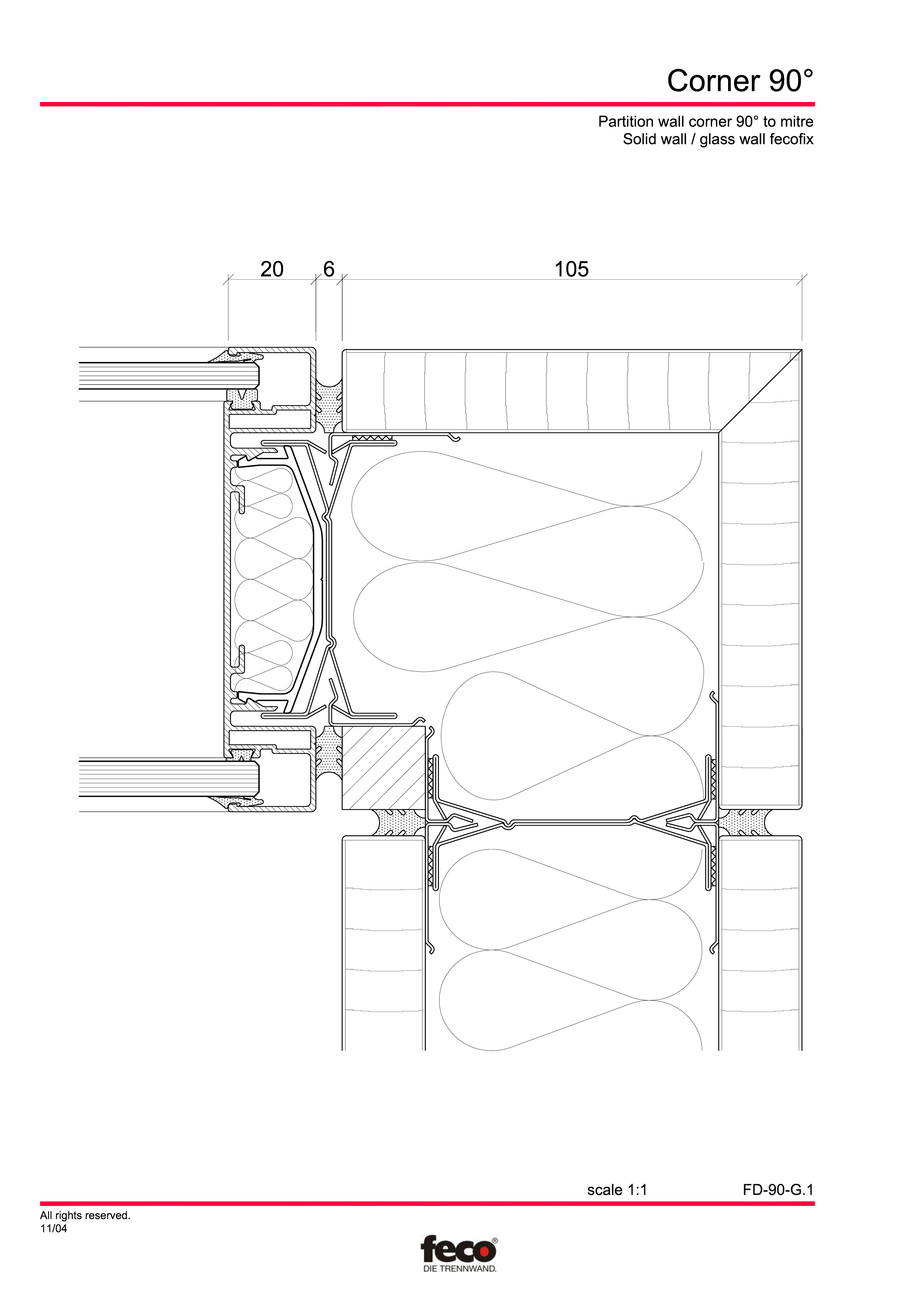 Pagina 1-CAD-PDF Detaliu de colt, imbinare pereti de compartimentare FECO Detaliu de montaj FecoFix 